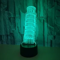 new 3d led light night creative tower kids table lamp hologram illusion bedroom living room 7 colors usb led light lamps