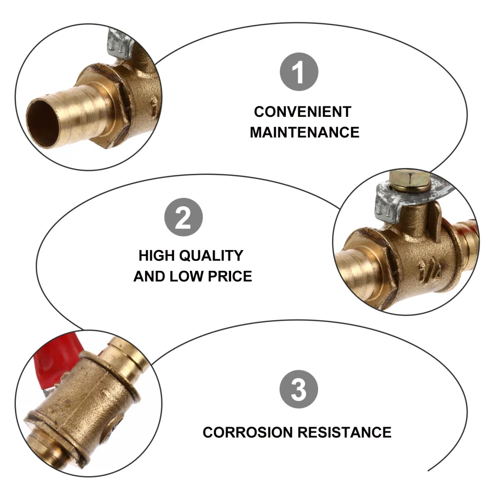 

4Pcs Brass Useful Durable Tubing Fitting Coupler Pipe Shut Off Switch Hose Barb