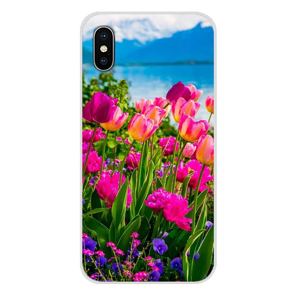 Для Apple iPhone X XR XS 11Pro MAX 4S 5S 5C SE 6S 7 8 Plus ipod touch 5 6 TPU чехол красный синий весенние цветные