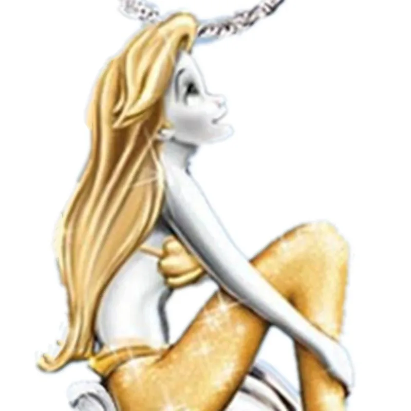 

Fashion popular sea goddess pearl necklace women two-color mermaid pendant Valentine's day gift jewelry wholesale