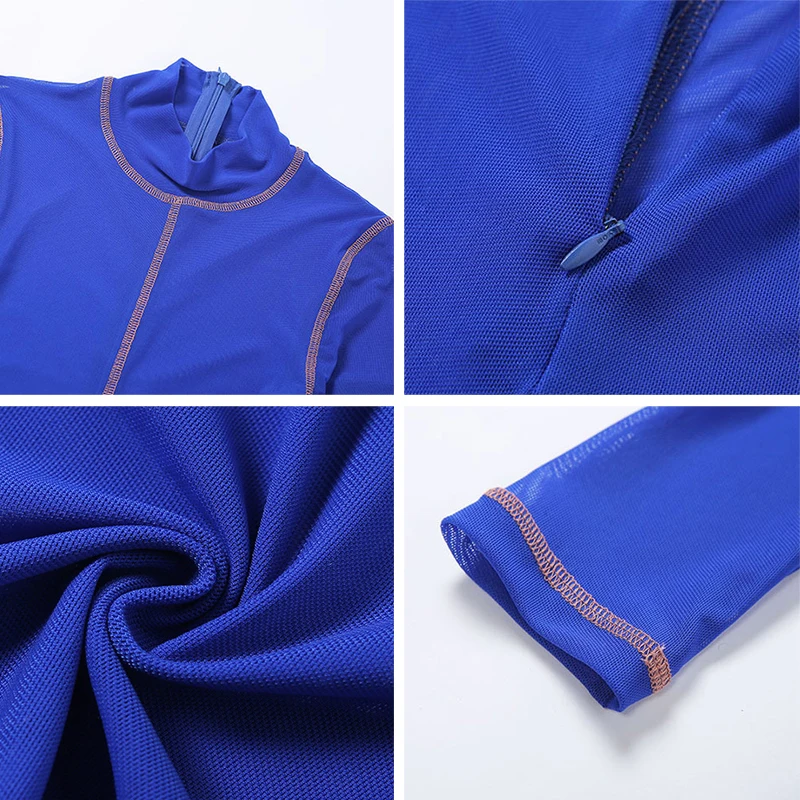 

Sexy Fitness Sheer Mesh Jumpsuit For Women Summer Solid Color Zipper Female Rompers Workout Casual Woman's Jumpsuit