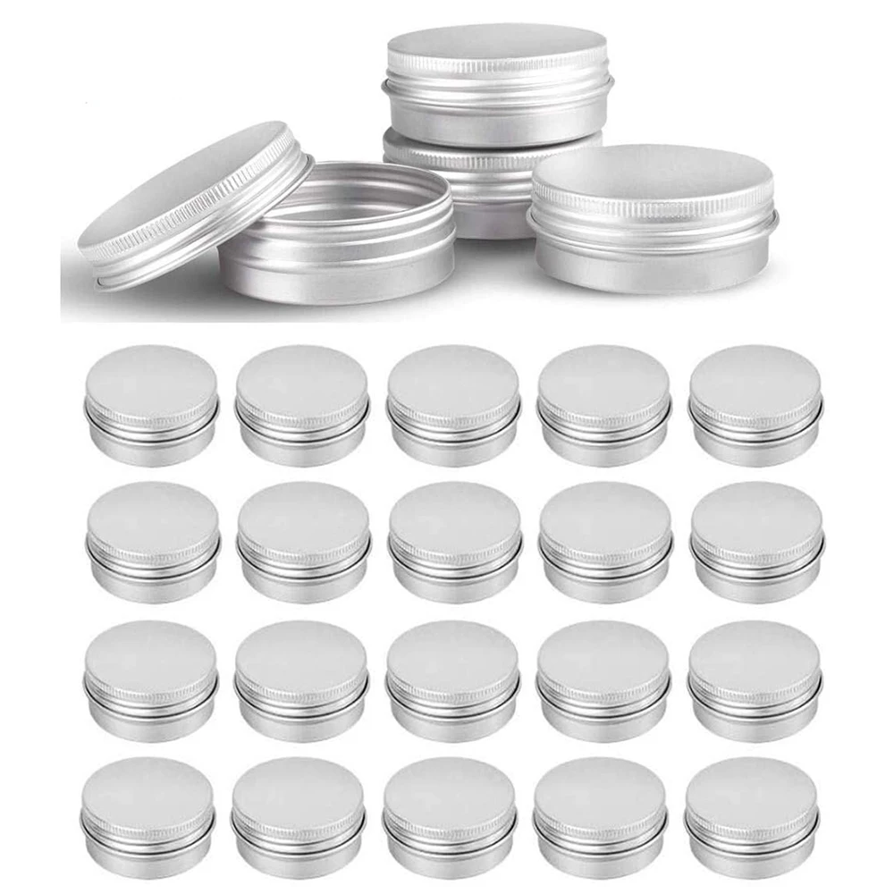 20Pcs Silver อลูมิเนียมโลหะดีบุก Jar ภาชนะบรรจุที่มีสกรูด้านบนฝาปิดสำหรับเครื่องสำอางค์ Lip Balm DIY salves เที...