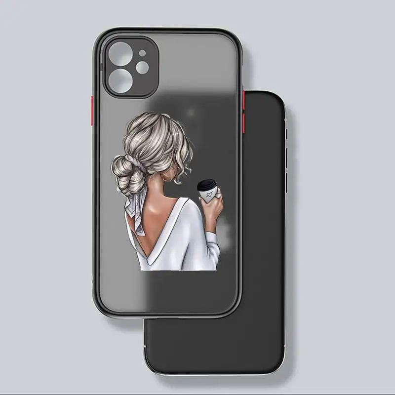 

Beautiful girl rear view ins Phone Case For iphone 12 11 8 7 plus mini x xs xr pro max matte transparent cover