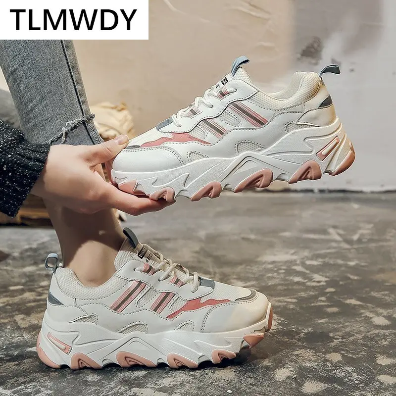 

Женские сетчатые кроссовки, повседневные Нескользящие кроссовки на шнуровке, из дышащего материала, на осень, 2021