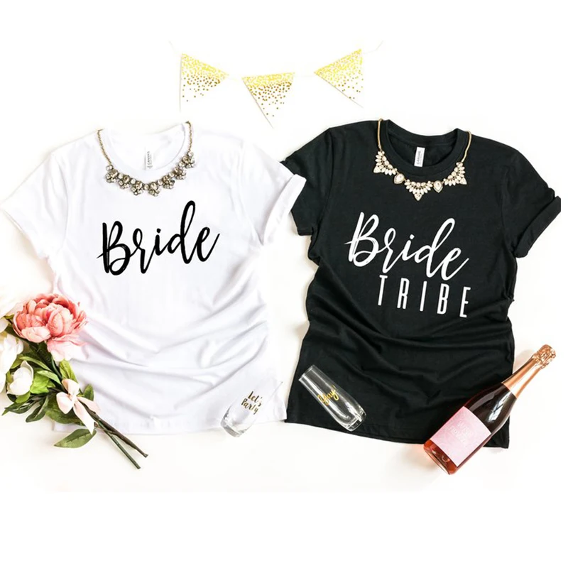 Женские рубашки Bride Tribe футболка для девичника подружки невесты свадебной