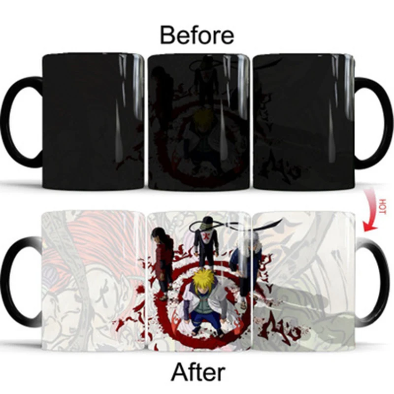 Style B Mug Новинка 350 мл Золотая кофейная кружка Наруто креативная меняющая цвет кружка керамический аниме чашки и кружки рождественские новогодние подарки для друзей - Цвет: Style B Mug