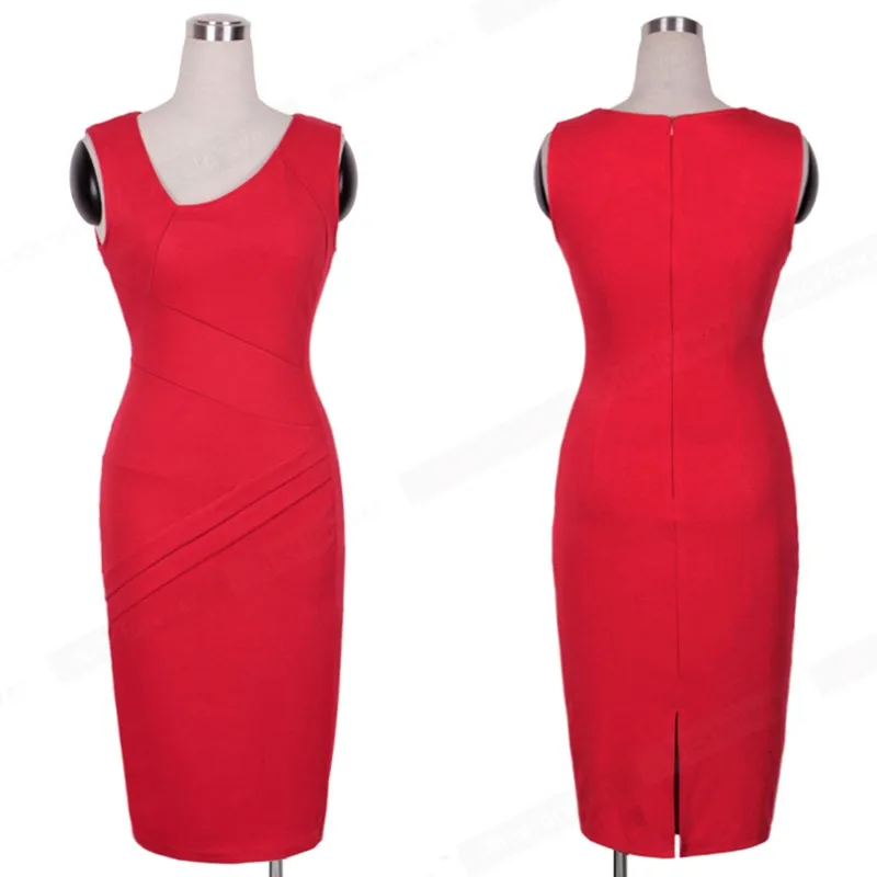 Nice Forever элегантное однотонное красное сексуальное платье без рукавов вечерние