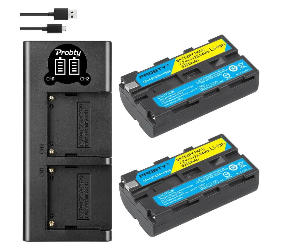 2BatteryWithCharger 2 шт. NP-F550 NP-F330 NP-F530 NP-F570 NP-F730 NP-F750 Батарея 3200 мА/ч+, светодиодный USB Dual Зарядное устройство для sony CCD-SC55 CCD-TRV81 MVC-FD81 - Цвет: 2BatteryWithCharger