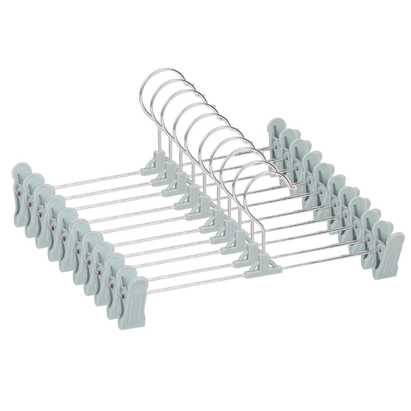 

Trouser Hangers, 10 Pack Skirt Hangers with Adjustment Plastic Grip Pant Hangers