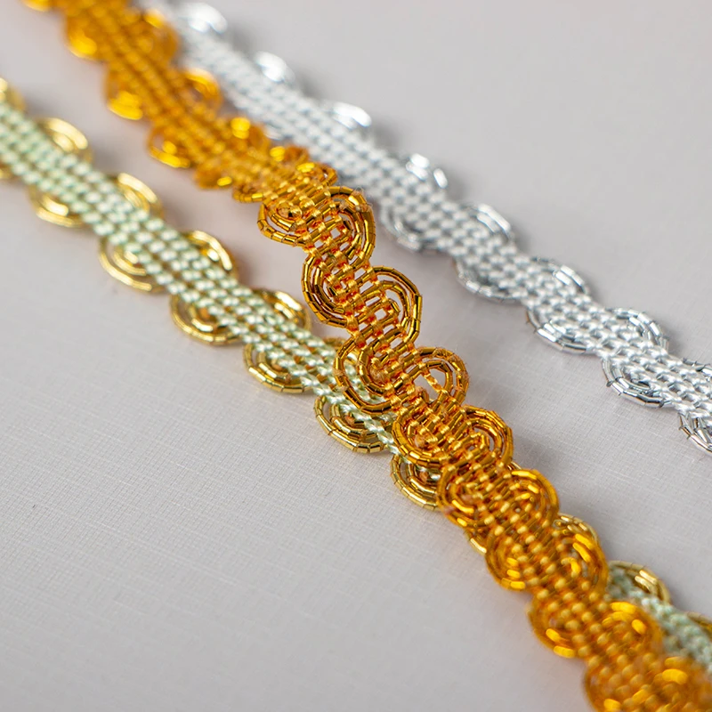 1 м новейшая Серебряная Золотая кружевная ткань Высококачественная лента