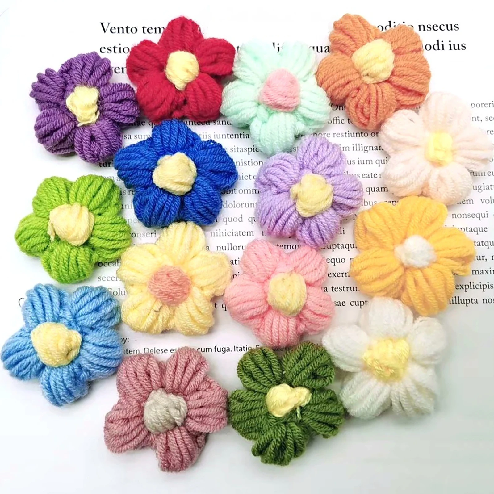 

34 Pcs Crochet Flowers Embellishments 4.5 cm/1.8 inch Assorted Color DIY