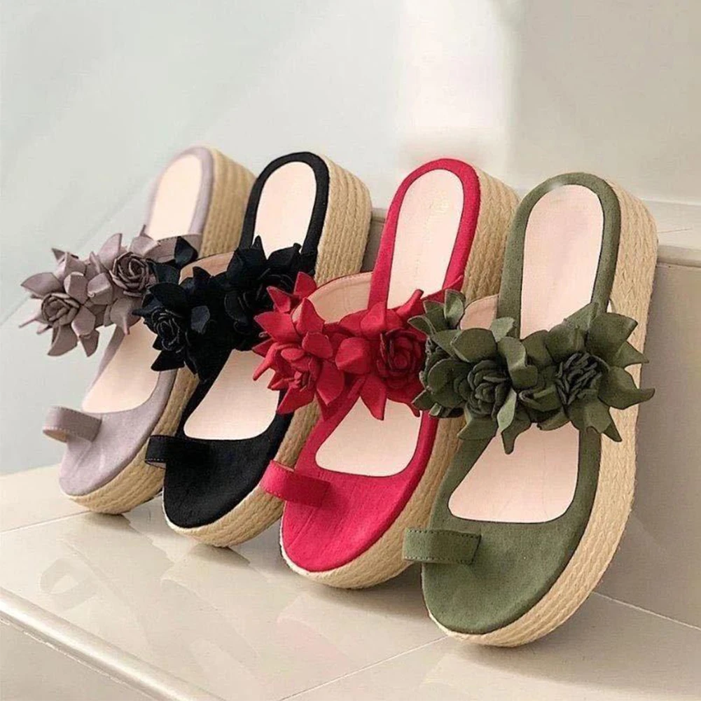 

Home Travel Indoor Outdoor Breathable Work Adults Summer Beach Daily Flip Flops Women Sandals Slip On Casual Flower Slippers