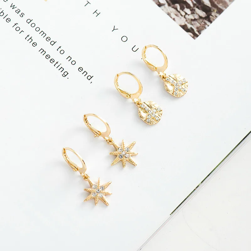 Горячая Распродажа модные ушные манжеты золотые звезды листья серьги клипсы для