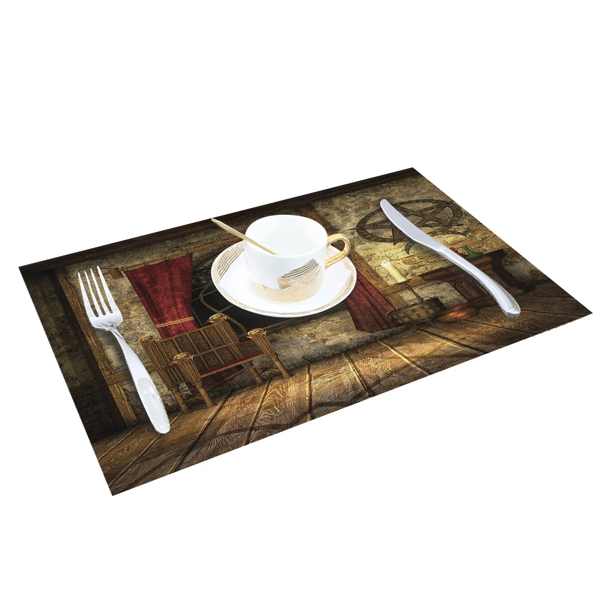 4 6 штук в партии комплект Коврики на стол Ретро Дом таинственный ведьма Магия