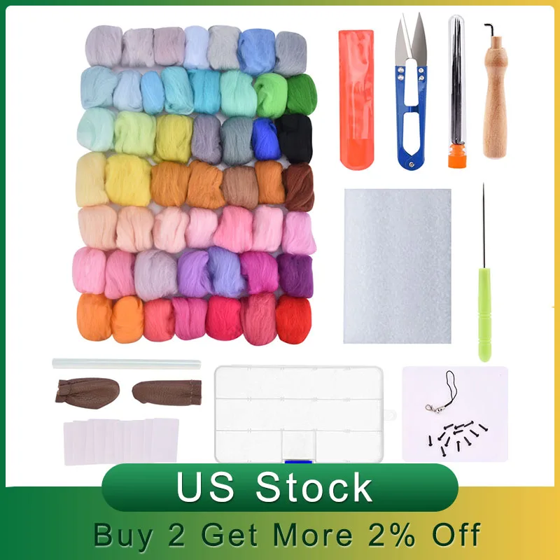 50 цветов набор игловаляющей шерсти стартовая пряжа ровинг сделай сам для
