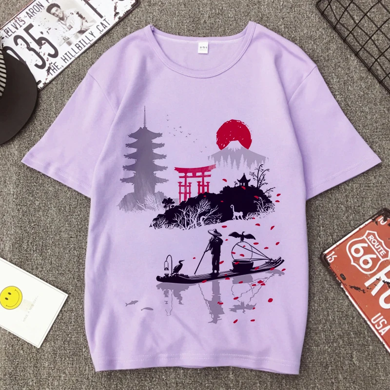 

Футболка женская в японском стиле с графическим принтом, фиолетовый топ в стиле Харадзюку, Повседневная модная рубашка, Y2k, лето 2021