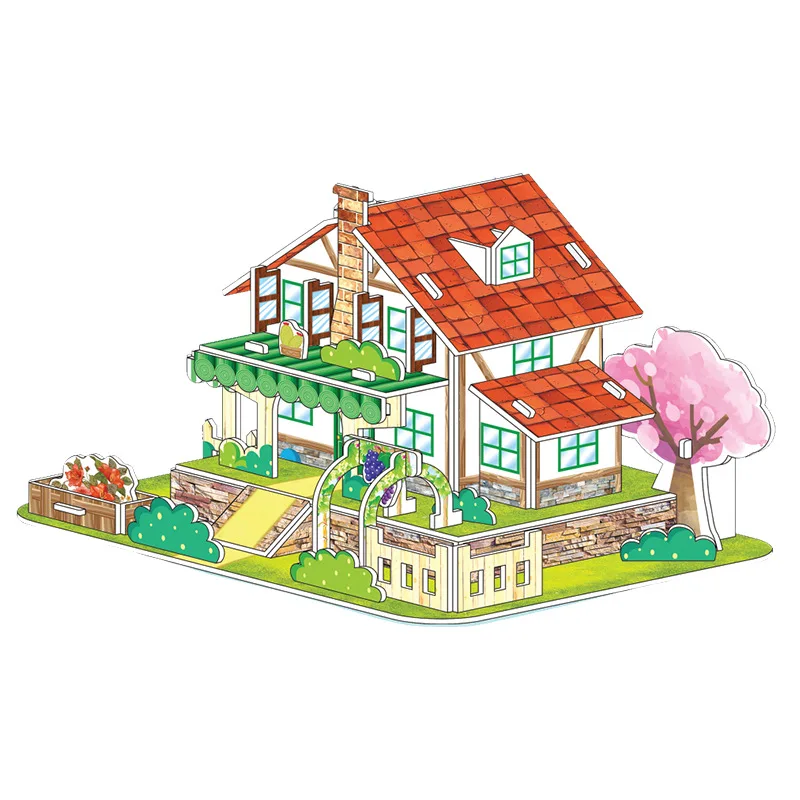 DIY 3D пазлы Обучающие игрушки вручную вставляют строительные блоки серия вилла