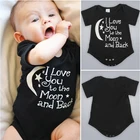 Боди, одежда для маленьких мальчиков и девочек, черные комбинезоны с надписью I Love You To The Moon And Back для новорожденных, одежда боди для детей 0-24 месяцев