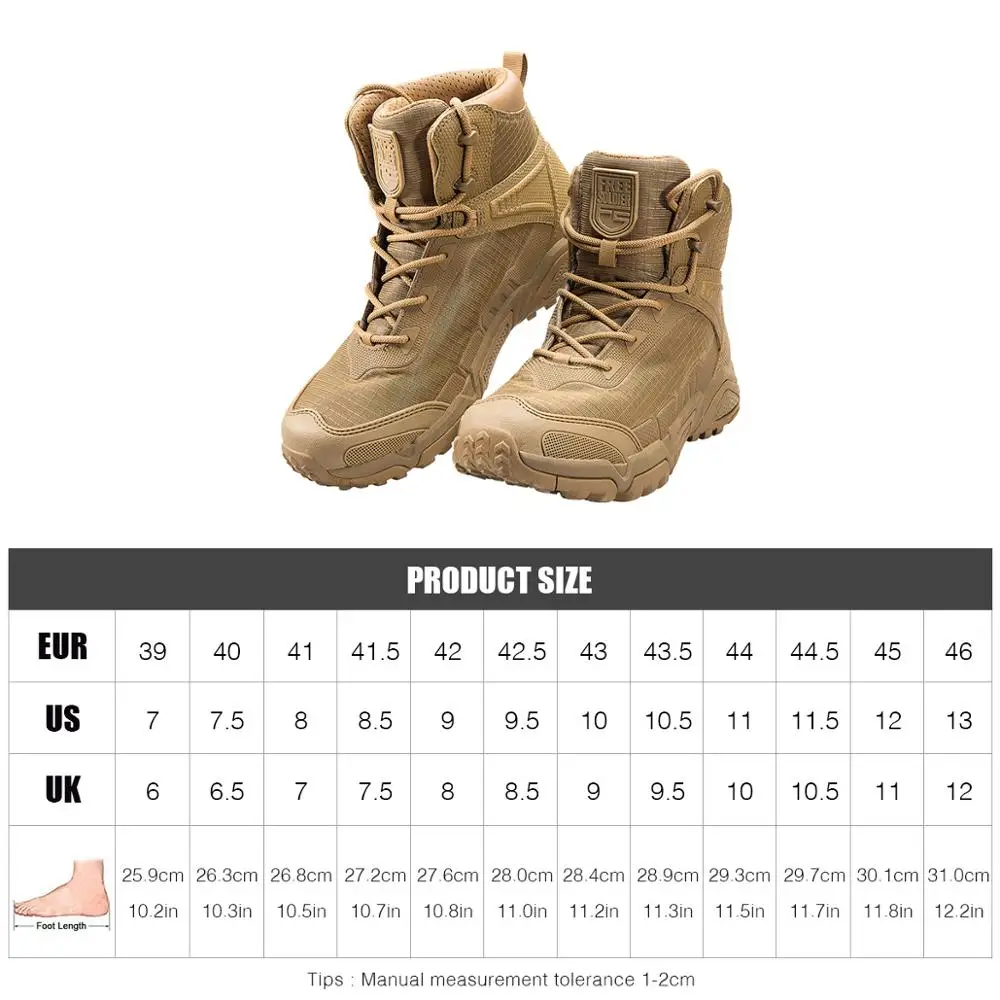 FREE SOLDIER Outdoor Sports Camping Hiking Tactical Military men's Boots Climbing Shoes Lightweight Mountain