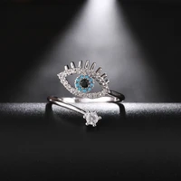 womens fashion creative eye rings crystal blue cz stone open ring jewelry female trendy wedding accessories punk party rings