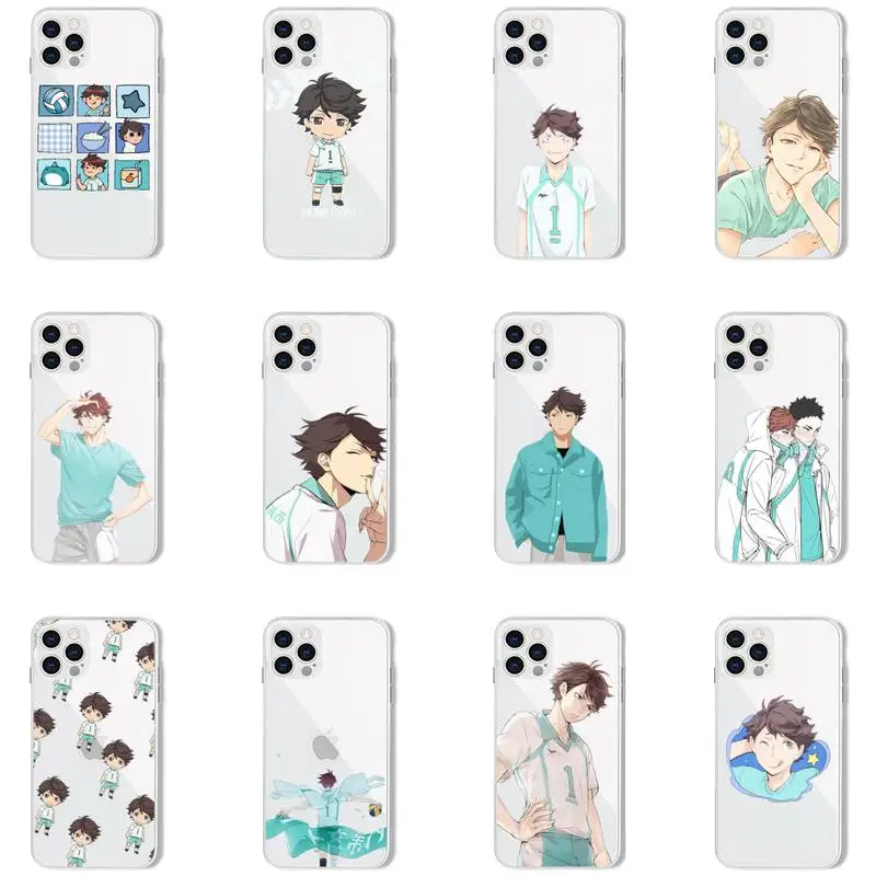 

Anime Haikyuu Oikawa Phone Case Transparent for iPhone 7 8 11 12 13 s mini pro X XS XR MAX Plus