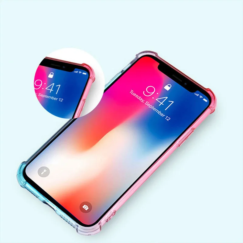 Градиент ультратонкие чехлы для iPhone 11Pro Max6 6S 7 8 Plus X XS Max XR мягкий защитный TPU