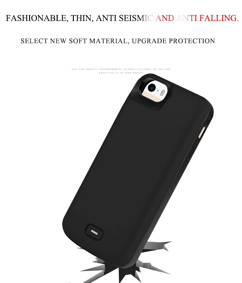 Фото Внешний аккумулятор 4000 мАч силиконовый противоударный для iPhone 5 5S SE 2018 Мобильные Внешний аккумулятор 4000 мАч силиконовый противоударный для iPhone 5 5S SE 2018 Мобильные