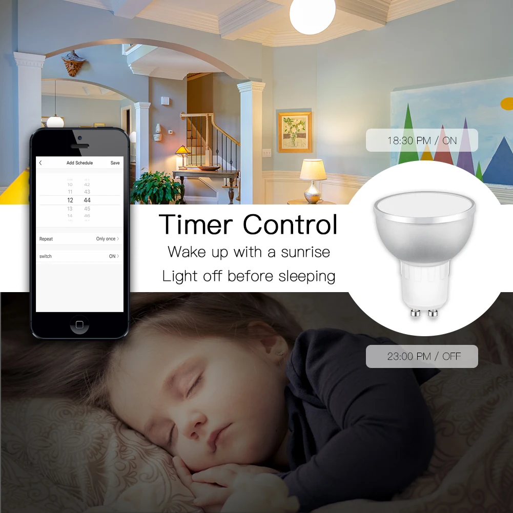 GU10 WiFi Smart LED Light Bulb RGBCW Warm White Daylight Multicolor Work with Alexa Google Home |