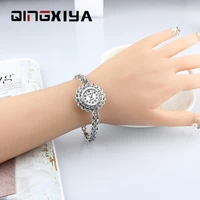 2022 new women watch rhinestone luxury elegant wrist band quartz watch antique silver bracelet jewelry gifts lady reloj hombre