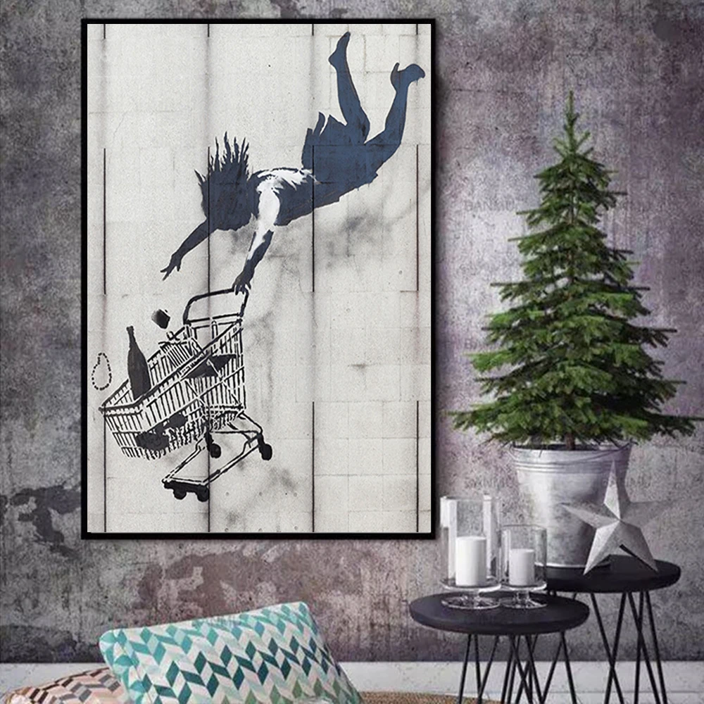 

Modern Fashion Canvas Painting Shopping Cart and Girl Picture Wall Art Posters and Printing Scandinan for Living Room Decoration