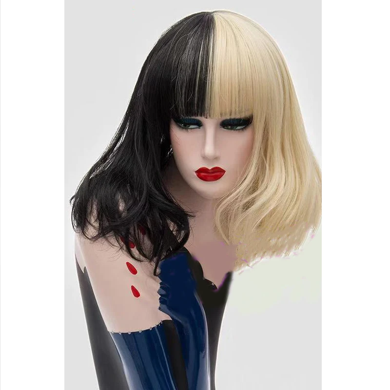 blonde black HAIRJOY синтетические волосы для женщин Черный Белый Средний прямой парик 4 цвета - Цвет: blonde black