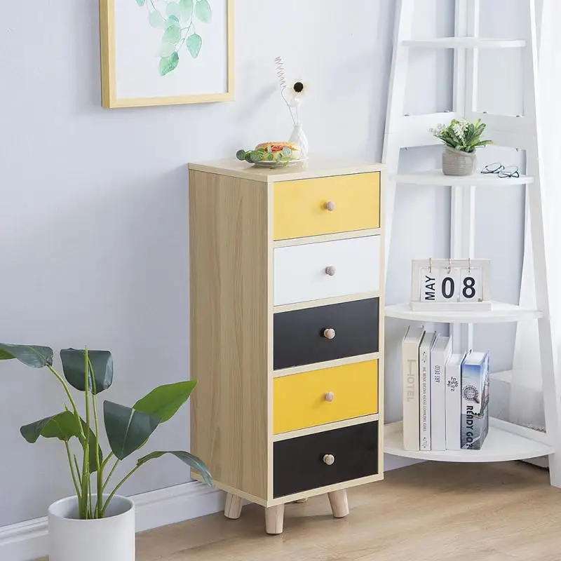 

5-layer drawers chest Sundries storage cabinet wardrobe wood finishing cabinet Standing Shelf living room Furniture HWC