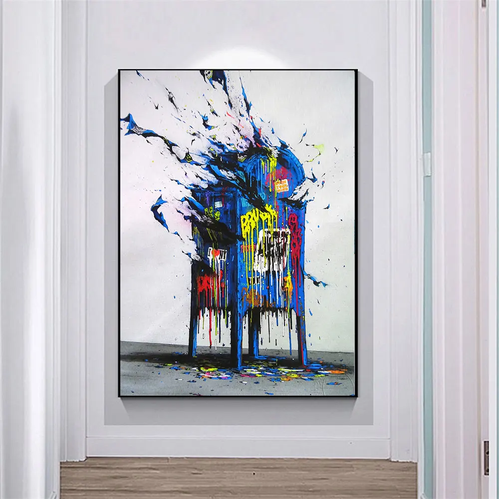 

Canvas Painting Graffiti Drip Post Office Box Poster Abstract Prints Wall Art Picture Gallery For Living Room Home Decoration