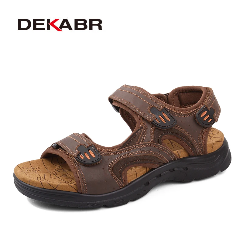 Мужские летние уличные сандалии DEKABR коричневая повседневная обувь из