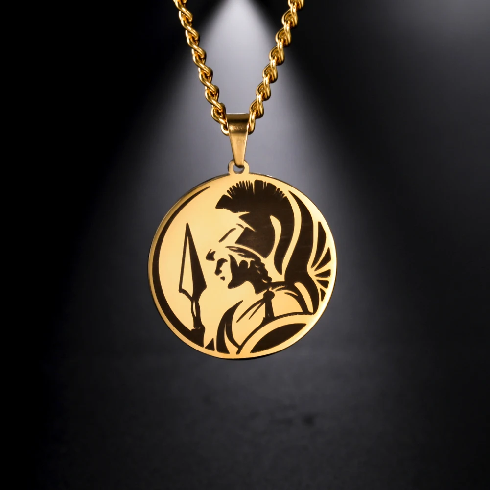 LIKGREAT GREEK MYTHOLOGY PENDANT NECKLACE Gold Color Stainless Steel Pendants Jewelry Vintage Chain Choker Gifts for Men Women | Украшения