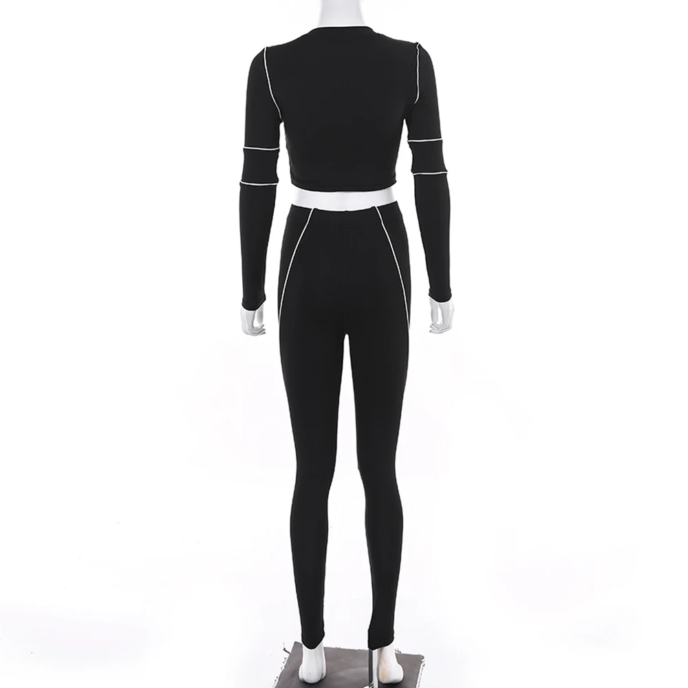 

Casual Patchwork Striped Two Piece Set Women 2020 Clothes Long Sleeve Shirt Top and Pants Sets Sporty Sweat Suits Jogging Femme