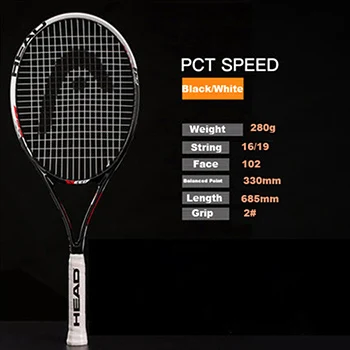 pct speed black Оригинальная головная Теннисная ракетка, углеродная Теннисная ракетка с сумкой, наматывающая теннисная струна, Tenis Masculino, ракетка для тренировок, ракета для тенниса - Цвет: pct speed black