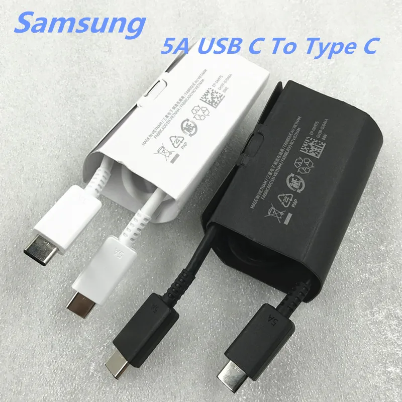 Оригинальный Samsung Note 20 Plus 5A двойной USB Type C супербыстрый зарядный кабель