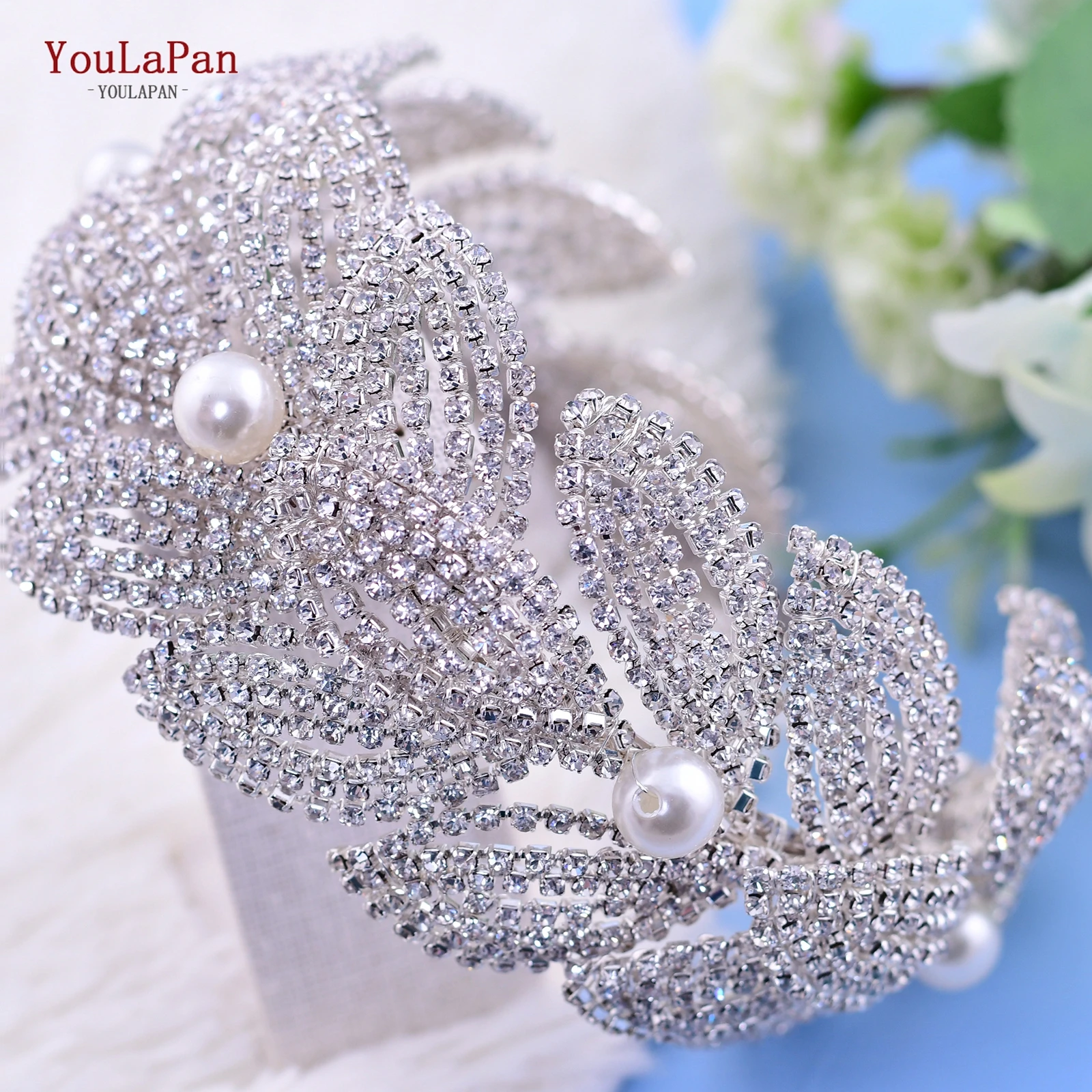 

YouLaPan HP366 Trendy Wedding Headwear Bride Hair Jewelry Set Rhinestone Luxury Bridal Hair Accessories Women Tiaras and Crowns