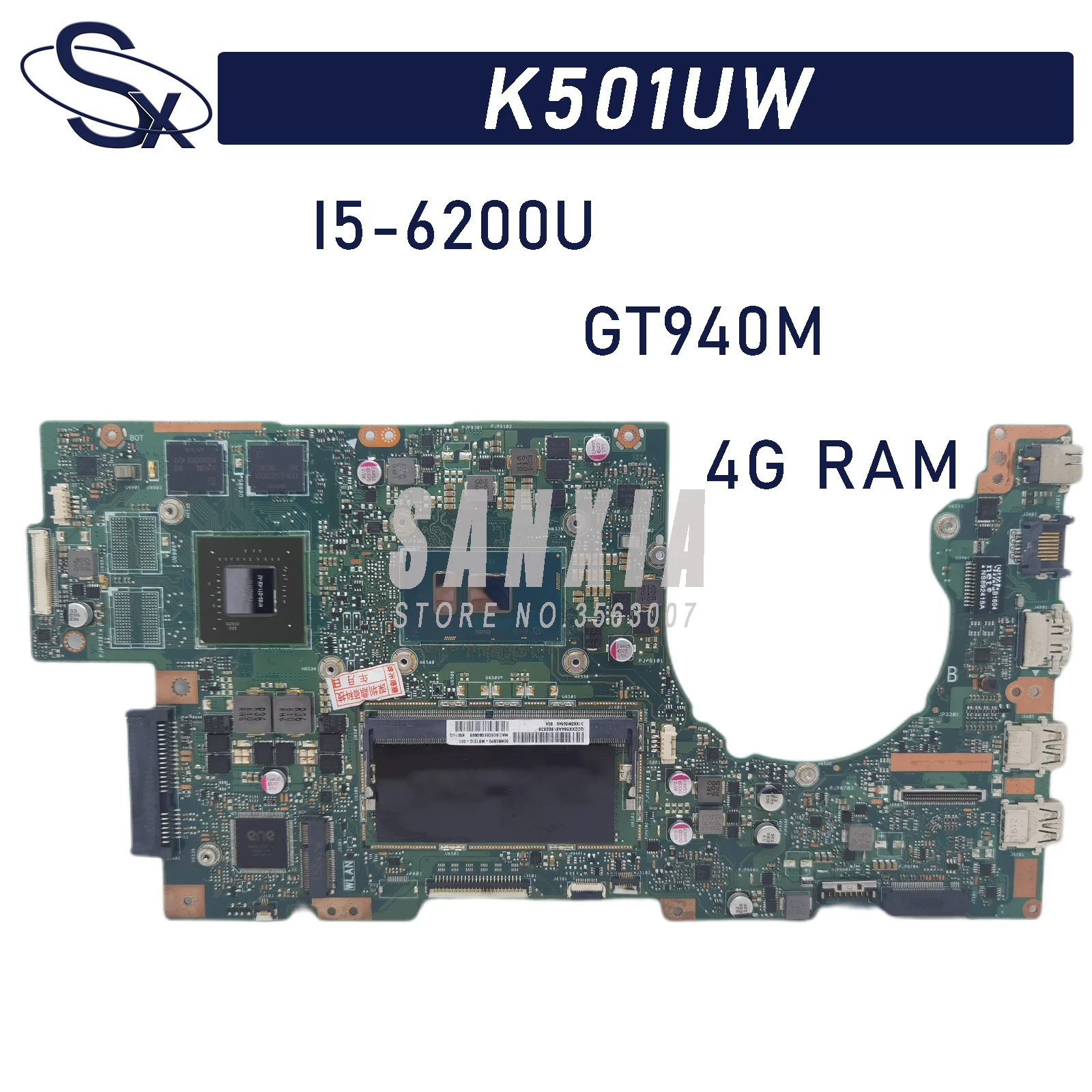 

Материнская плата KEFU K501UW для ноутбука ASUS K501UQ K501UXM K501U, оригинальная материнская плата DDR4 I5-6200U GT940M