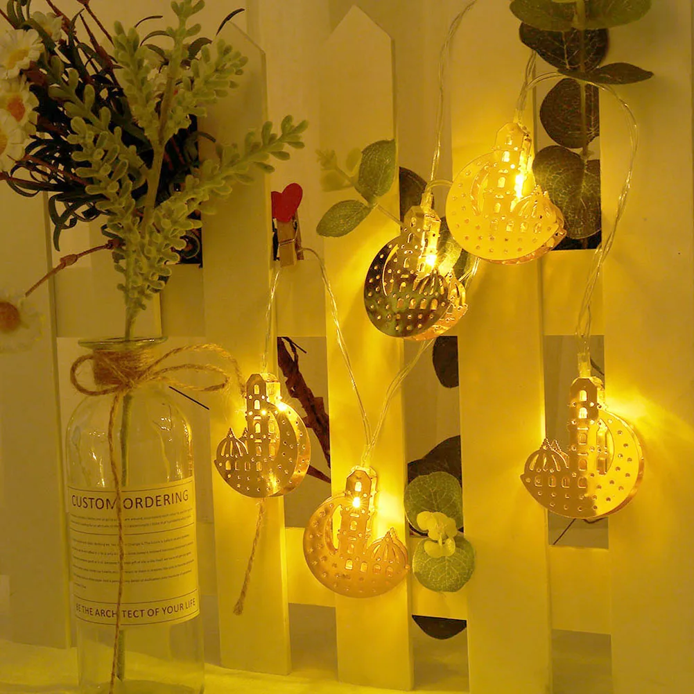 

LED Moon Castle Fairy Lantern Eid Mubarak Ornaments Garland Decorative String Lights for Ramadan Event Party Supplies