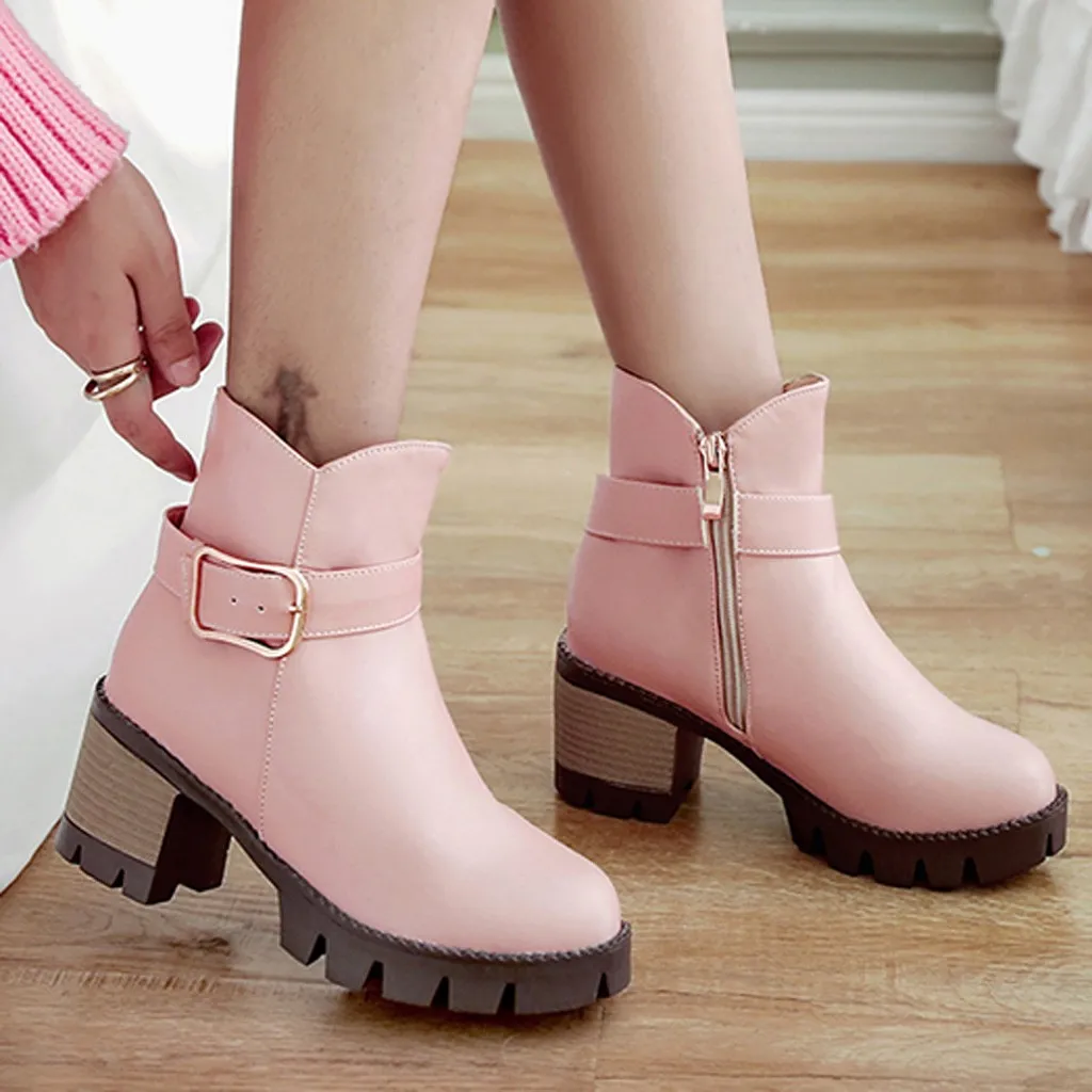 Slip On Women Ankle Boots Pointed Toe PU Leather Low Heels Shoes Woman Booties Sexy High Size#g2 | Обувь