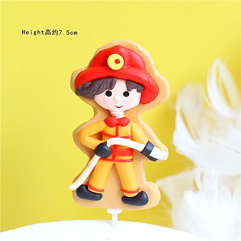 

Cardboard Clay Water Gun Fireman Boy's Happy Birthday Cake Topper for Children's Day Kid Party Supplies Baking Lovely Gifts
