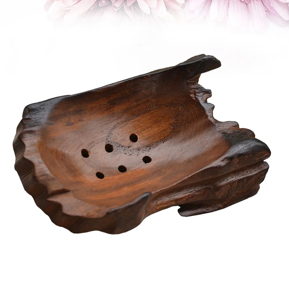 

1Pc Wooden Draining Soap Box Creative Retro Soap Tray Personal Household Supplies (Random Pattern)