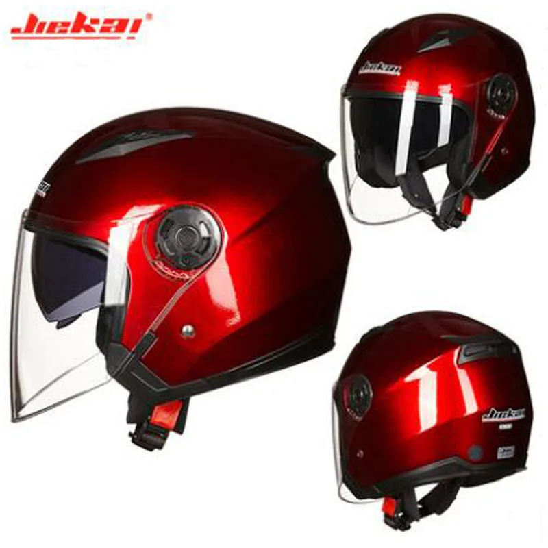 JIEKAI двойной объектив 3/4 Moto rcycle шлем Мужской Женский Половина лица скутер мото