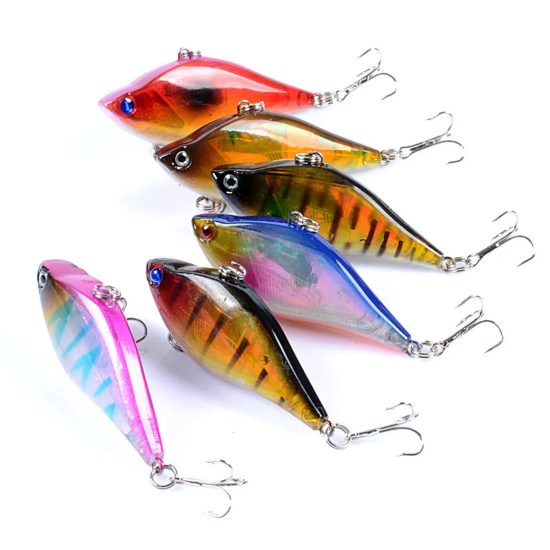 

1 pcs 6 color laser paper long cast luya bait VIB 6cm/13.1g foreign trade box plastic hard bait bait