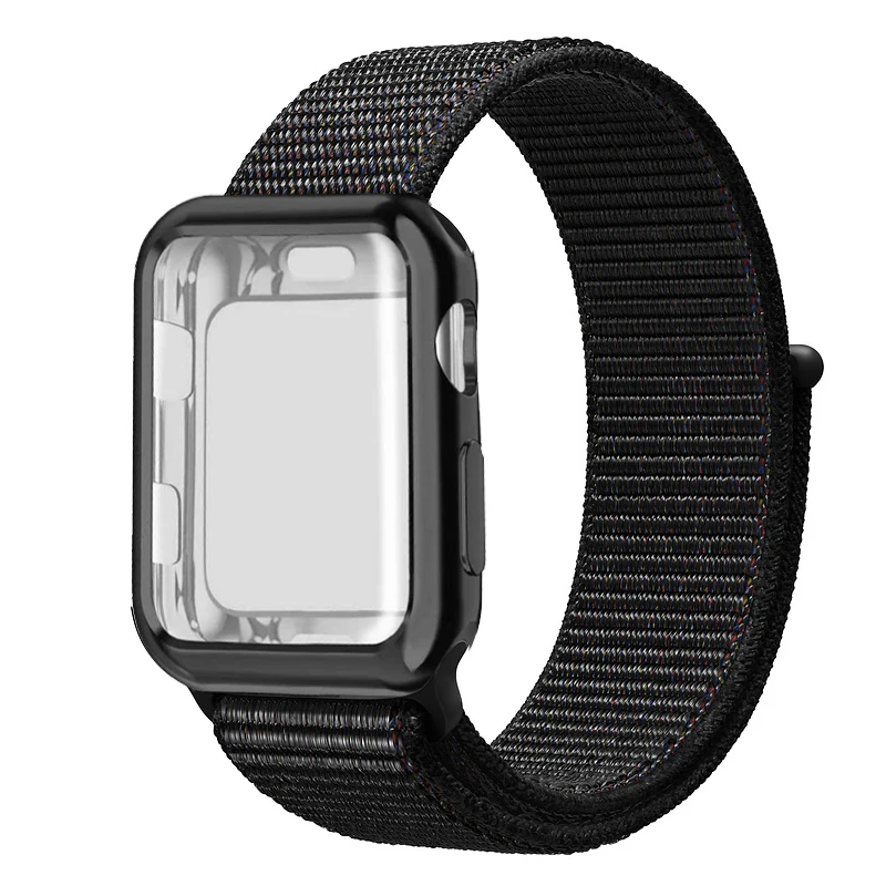 Спортивный ремешок+ чехол для Apple Watch 38 мм 42 мм 40 мм 44 мм iWatch 5 4 3 2 спортивный Браслет Apple watch 4 чехол Защита экрана