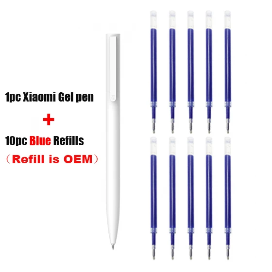 1gel pen and 10 Blue Оригинальные гелевые ручки Xiaomi 0,5 мм, шариковая ручка, черная ручка, пресс-сердечник PREMEC, гладкая швейцарская заправка MiKuni, японские чернила, черные, 5 шт./10 шт - Цвет: 1gel pen and 10 Blue