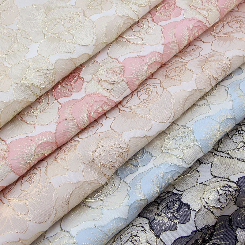 Жаккардовая жаккардовая ткань ручной работы в европейском стиле с крупной розой