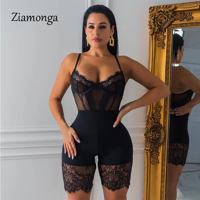 Ziamonga, кружевные женские комбинезоны, спортивный костюм, сексуальный комбинезон с вырезами, женские комбинезоны с v-образным вырезом, вечерние комбинезоны